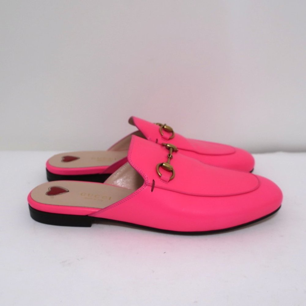 Gucci Princetown Loafer Mules Neon Pink Leather - Picture 2 of 12